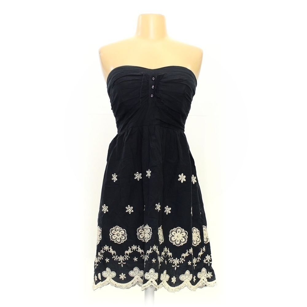 Floral Strapless Smocked Mini Dress Black & White - Sz S